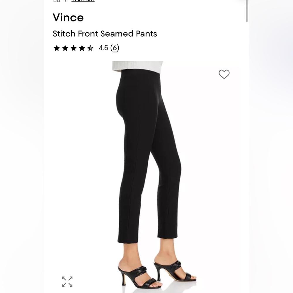 Vince Stitch Front Seamed Black Pants